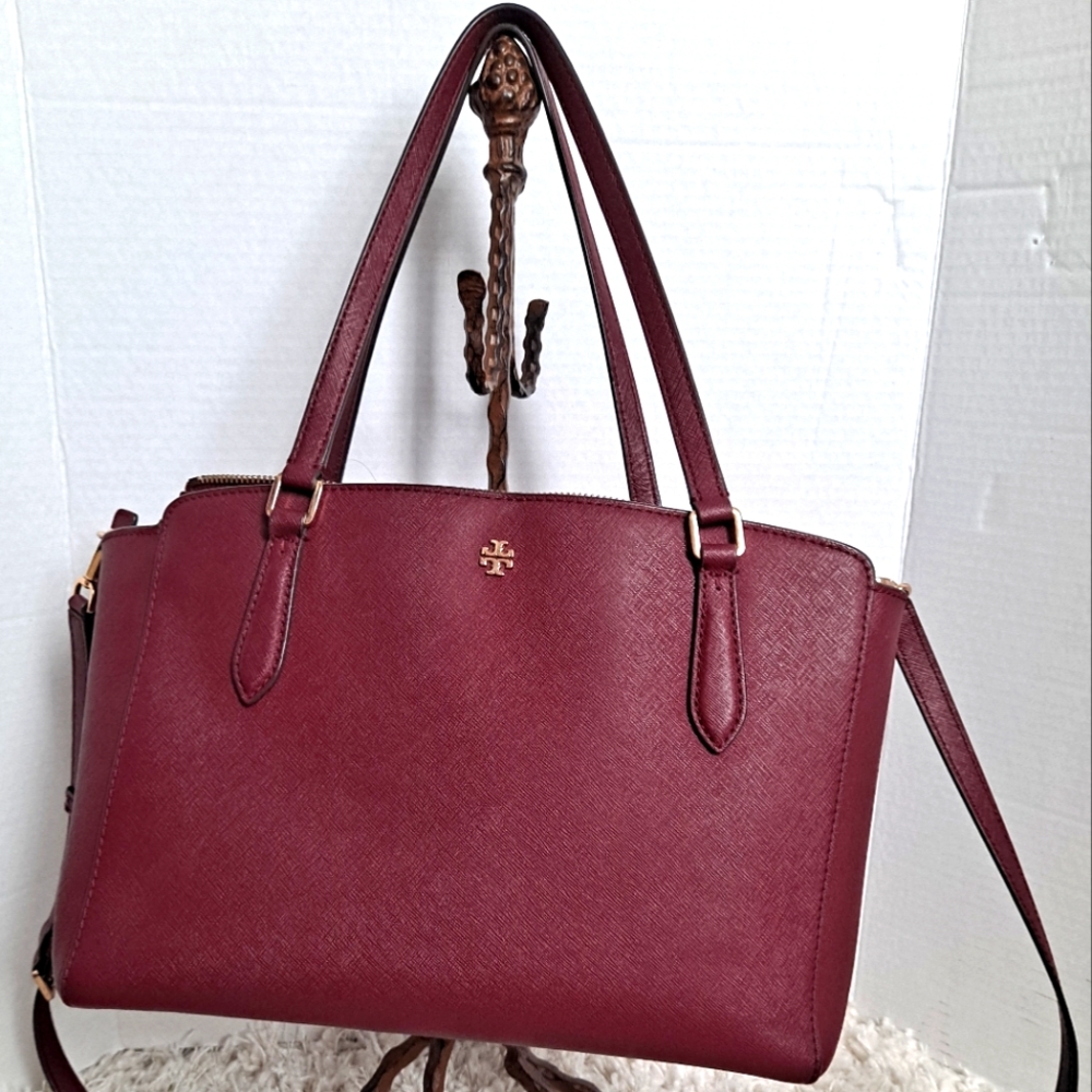 EUC Tory Burch Robinson Saffiano Leather Burgundy